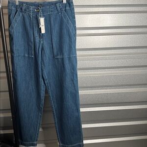 NWT!!! J. CREW Chambray Cargo Pant, Size 6